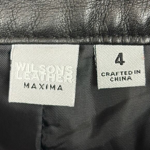 Vintage Wilsons Maxima Leather Pants Zipper Pockets Straight Leg Black Size 4 - Picture 3 of 11